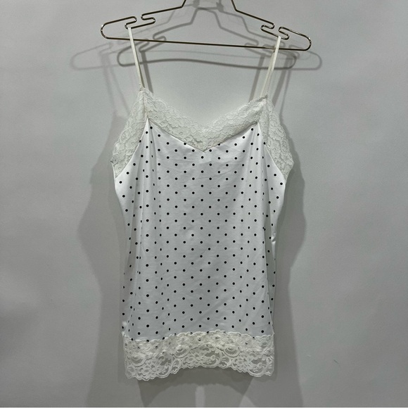 White House Black Market Tops - White House Black Market Lace Beige & Black Dot Cami Tank Top Size Large